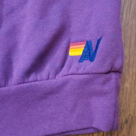 Aviator Nation Purple Crewneck Sweatshort Size S Never Stop Chasing Rainbows - Picture 2 of 8